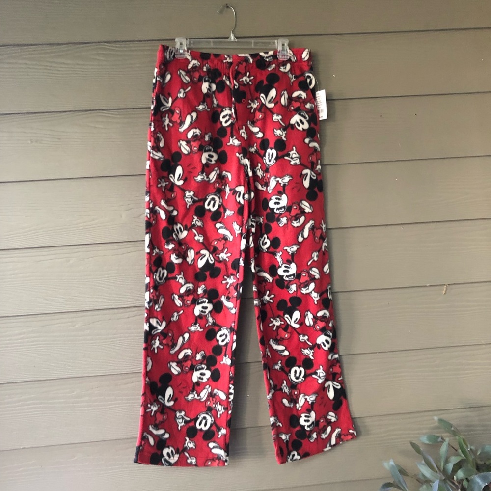 ☀NWT kohl's Disney Mickey Mouse Men's red fleece pajamas size Large